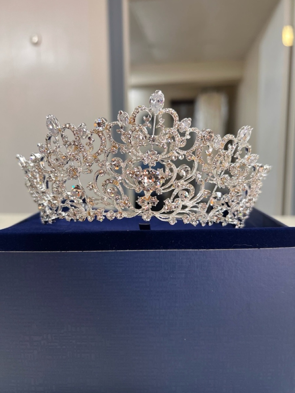 Silver Crystal Bridal Tiara - Sparkling Rhinestone Crown